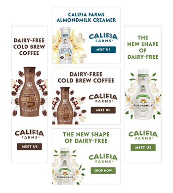 Califia Farms kaleidoscope campaign HTML5 banners.